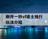 刚开一秒sf道士独行玩法介绍
