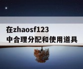 在zhaosf123中合理分配和使用道具