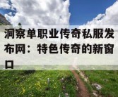 洞察单职业传奇私服发布网：特色传奇的新窗口