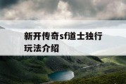 新开传奇sf道士独行玩法介绍