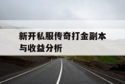 新开私服传奇打金副本与收益分析
