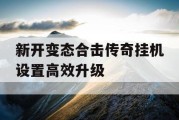 新开变态合击传奇挂机设置高效升级