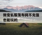 微变私服发布网不充值也能玩的