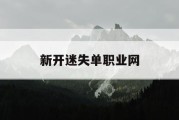新开迷失单职业网