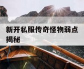 新开私服传奇怪物弱点揭秘