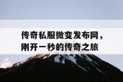 传奇私服微变发布网，刚开一秒的传奇之旅