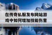 在传奇私服发布网站游戏中如何增加技能伤害