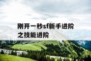 刚开一秒sf新手进阶之技能进阶