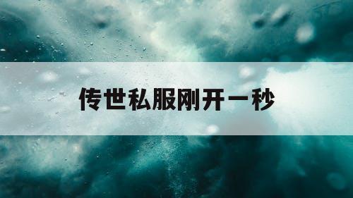 传世私服刚开一秒