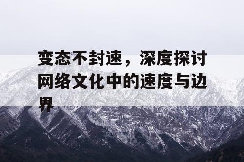 变态不封速，深度探讨网络文化中的速度与边界
