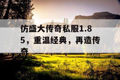 仿盛大传奇私服1.85，重温经典，再造传奇
