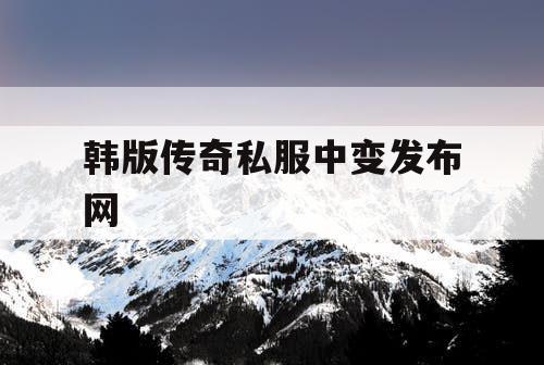 韩版传奇私服中变发布网