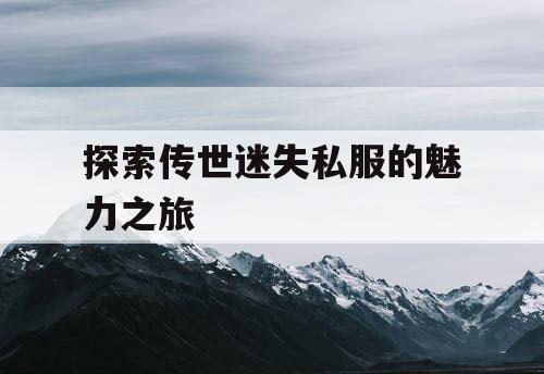 探索传世迷失私服的魅力之旅