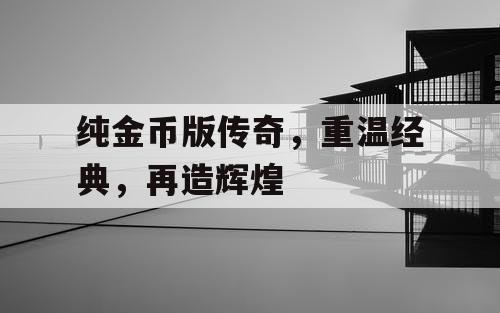 纯金币版传奇，重温经典，再造辉煌