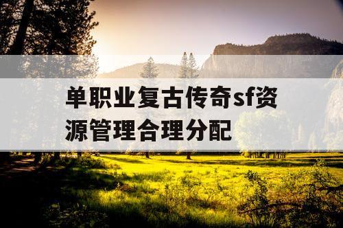单职业复古传奇sf资源管理合理分配