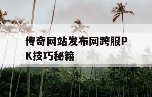 传奇网站发布网跨服PK技巧秘籍