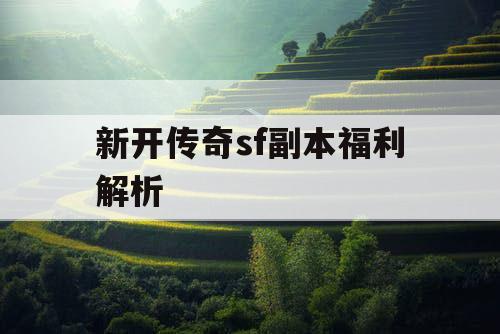 新开传奇sf副本福利解析