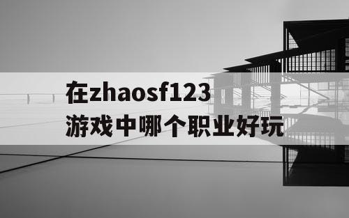 在zhaosf123游戏中哪个职业好玩