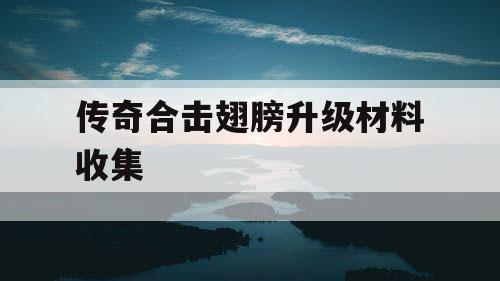 传奇合击翅膀升级材料收集