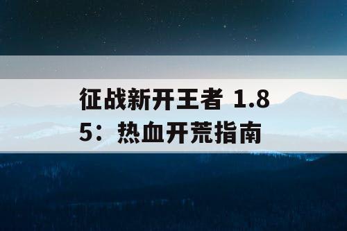 征战新开王者 1.85：热血开荒指南