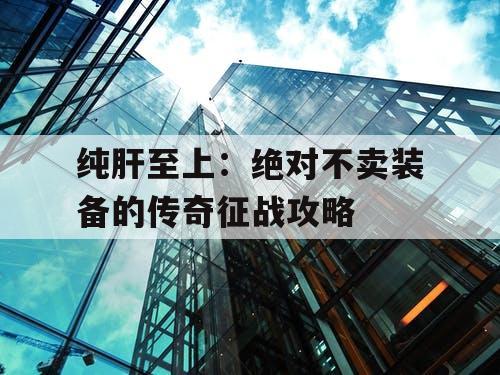 纯肝至上：绝对不卖装备的传奇征战攻略