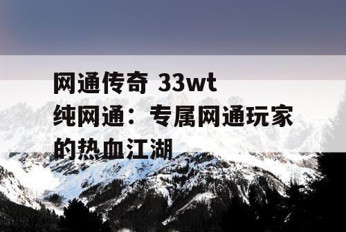网通传奇 33wt 纯网通：专属网通玩家的热血江湖