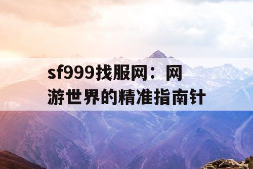 sf999找服网：网游世界的精准指南针