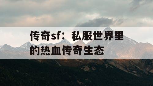 传奇sf：私服世界里的热血传奇生态