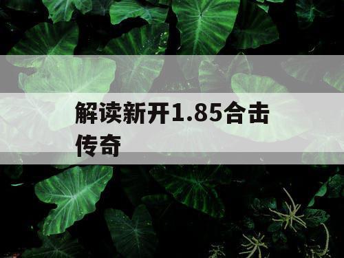 解读新开1.85合击传奇