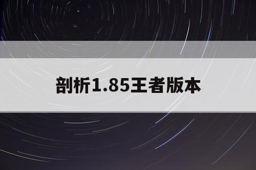 剖析1.85王者版本