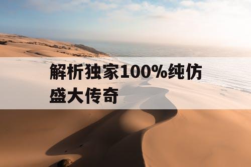 解析独家100%纯仿盛大传奇