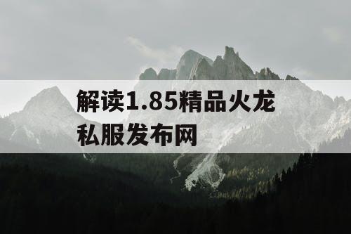 解读1.85精品火龙私服发布网