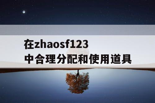 在zhaosf123中合理分配和使用道具