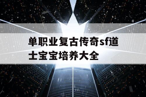 单职业复古传奇sf道士宝宝培养大全