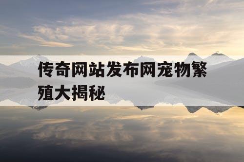 传奇网站发布网宠物繁殖大揭秘