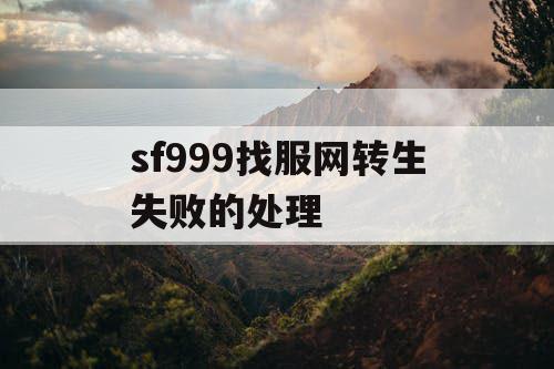 sf999找服网转生失败的处理