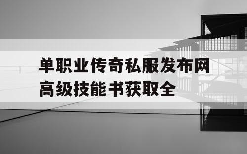 单职业传奇私服发布网高级技能书获取全
