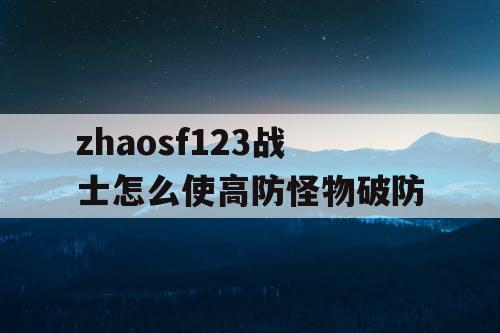 zhaosf123战士怎么使高防怪物破防