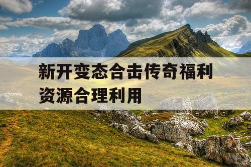 新开变态合击传奇福利资源合理利用