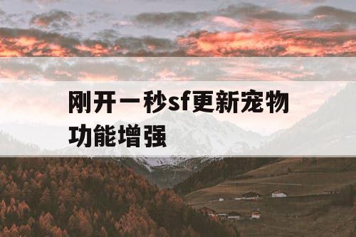 刚开一秒sf更新宠物功能增强