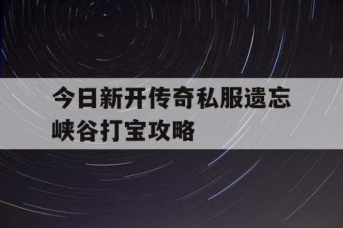 今日新开传奇私服遗忘峡谷打宝攻略
